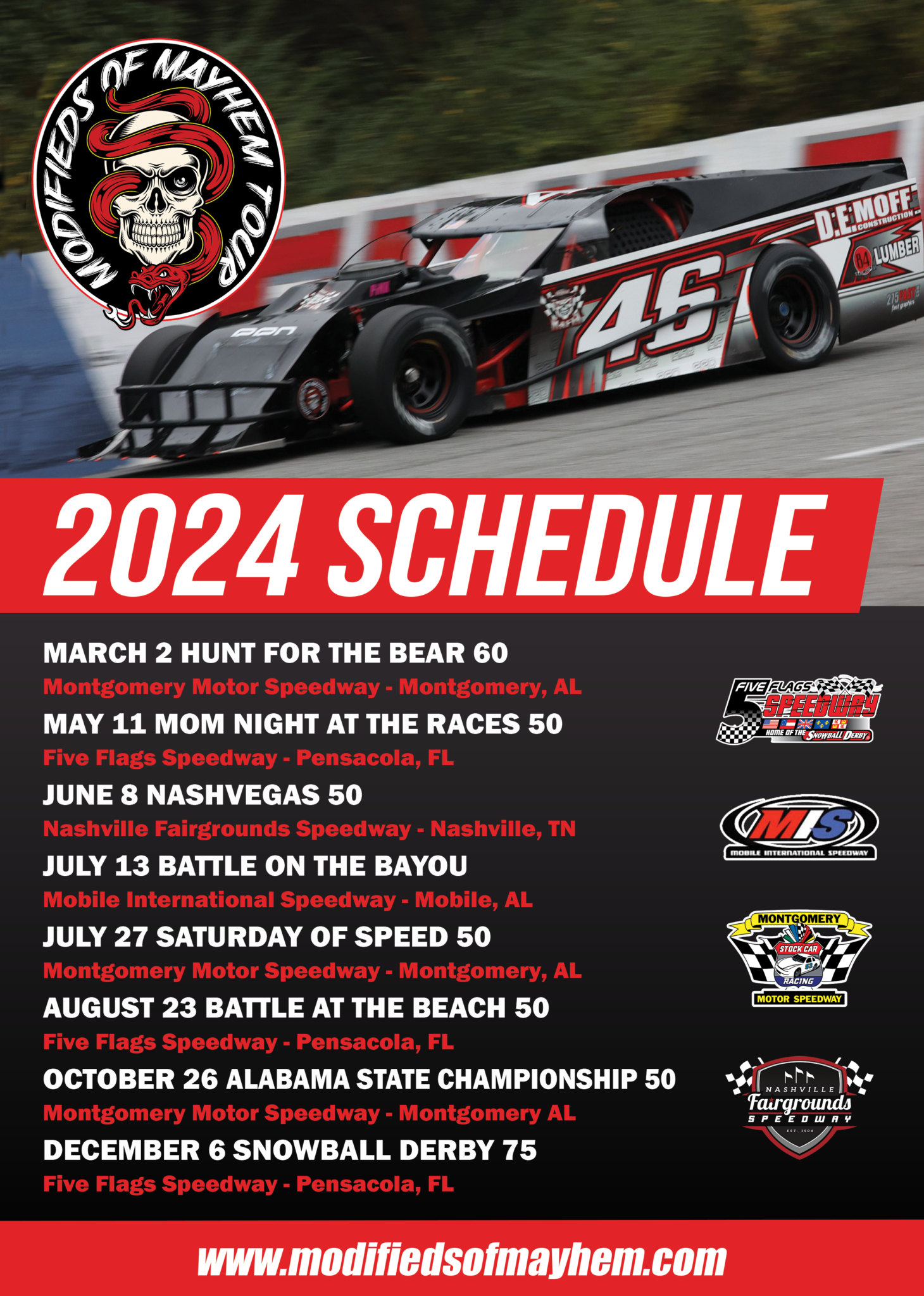 2024 Modifieds of Mayhem Tour Schedule Montgomery Motor Speedway